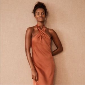 BHLDN Ruby Satin Charmeuse Dress Terracotta color size 4